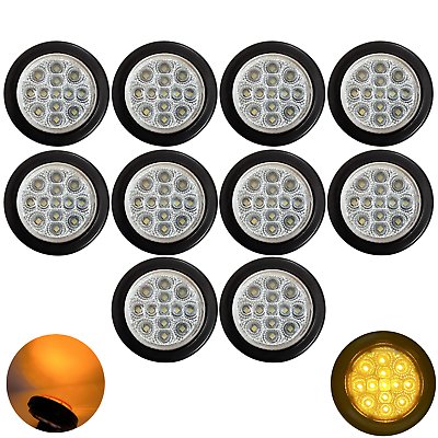 2" Round 13 LED Trailer Side Marker Clearance Light Clear Lens- Red/Amber 12V - Picture 17 of 21