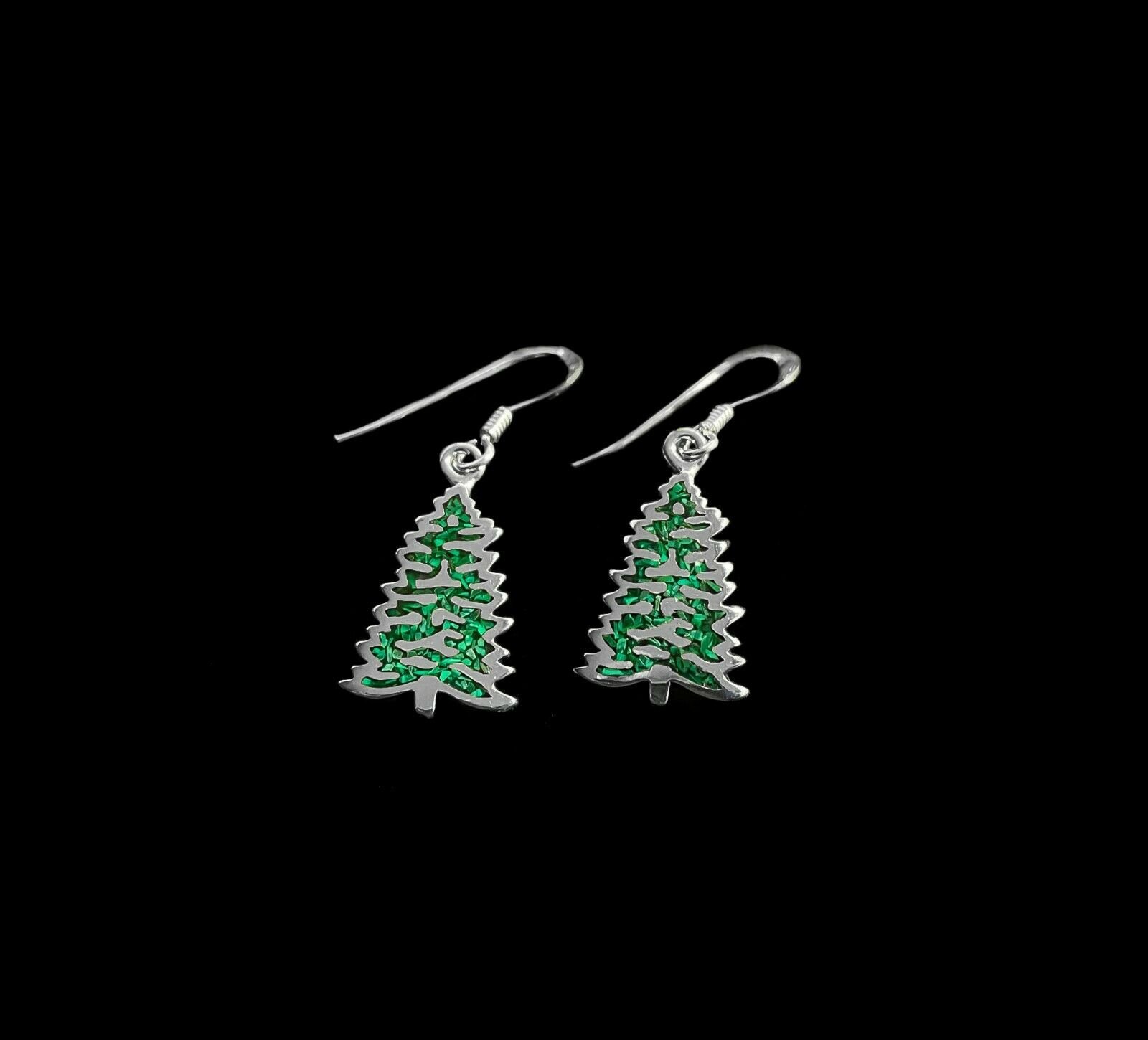 Pendientes de árbol de Navidad • Plata de ley 925 • Joyería navideña festiva - Imagen 8 de 9