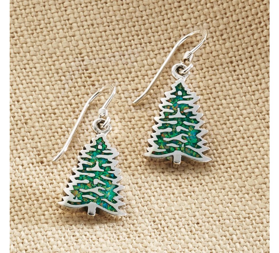 Pendientes de árbol de Navidad • Plata de ley 925 • Joyería navideña festiva - Imagen 7 de 9