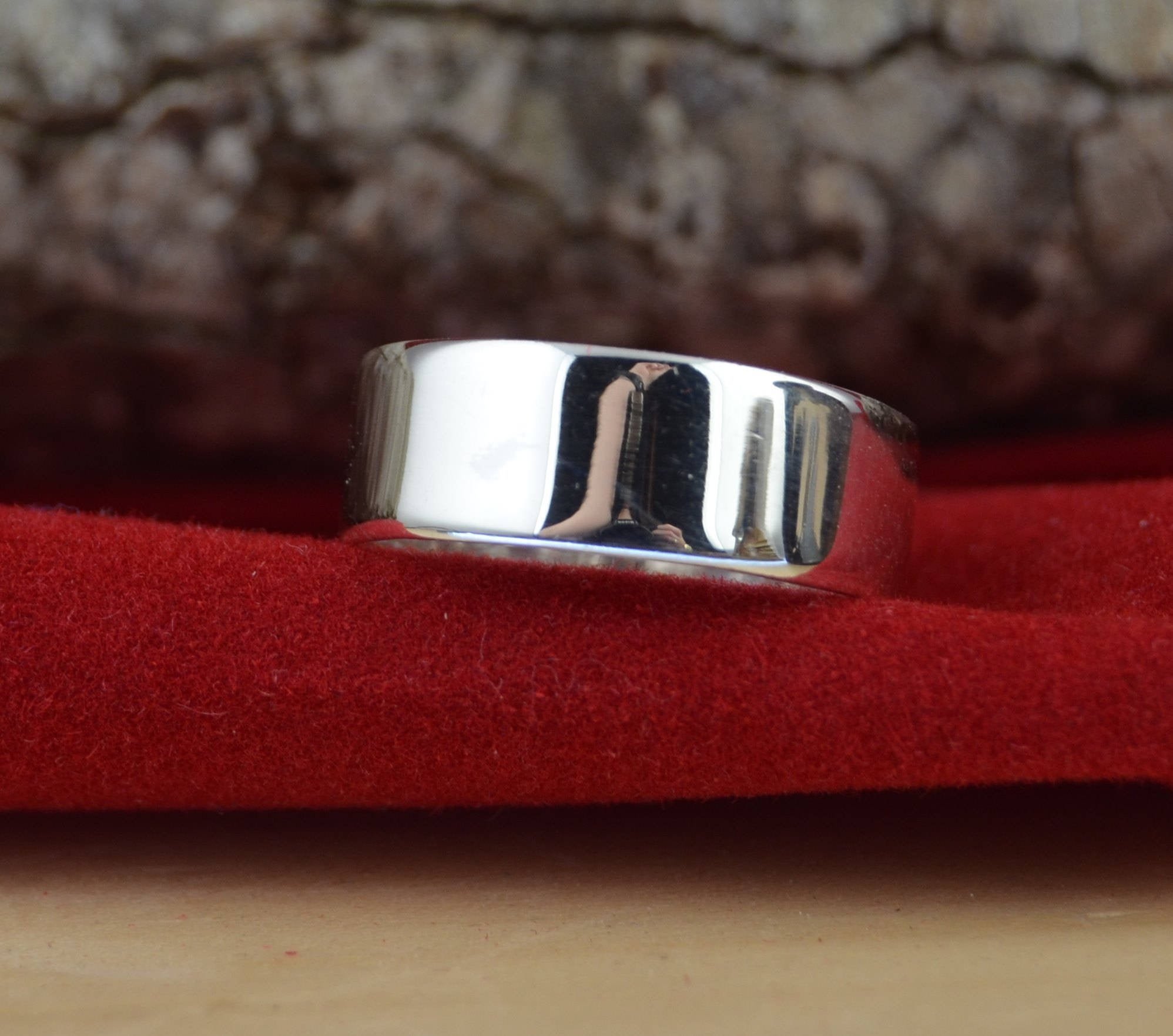 925 Sterling Silber Flachbandring • 7 mm Breite • Hochglanzpolierte Oberfläche •... - Bild 4 von 6