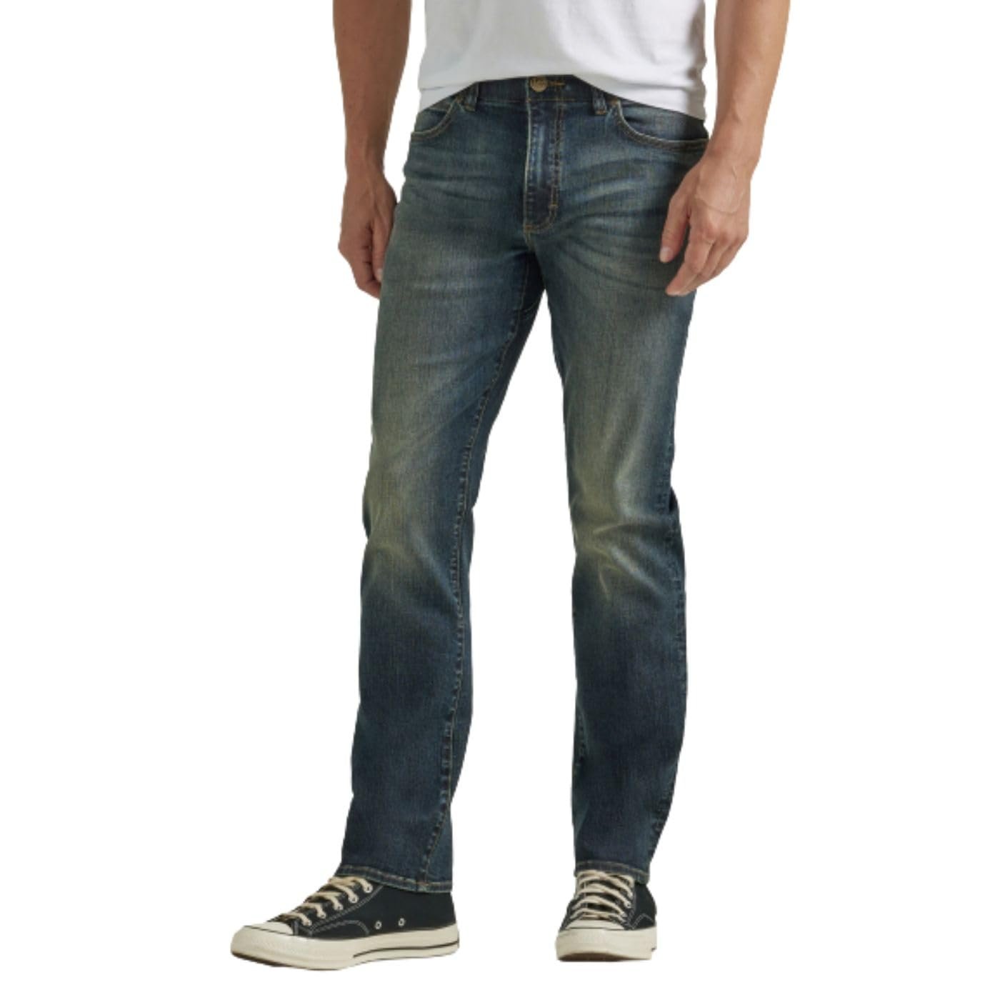 Lee Men's Extreme Motion Regular Straight Jeans Denim Dark Comfort Maverick New