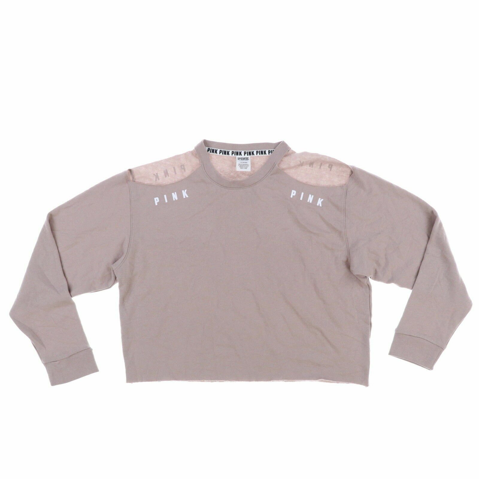 Victoria's Secret Pink Womens Cropped Sweatshirt Pullover Logo Long Sleeve New - Picture 9 of 25