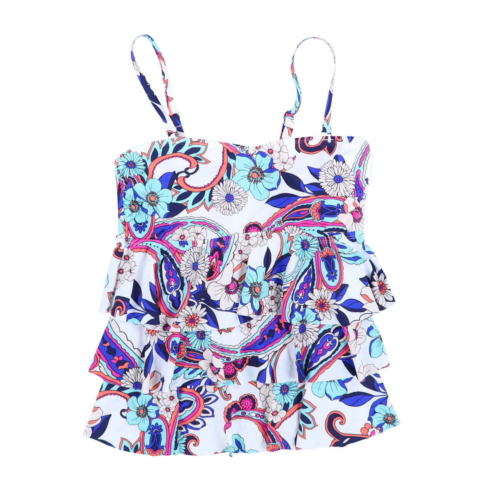 Island Escape Women's Tankini Swim Top Triple-Tier Bandeau Bathing Suit New - Picture 4 of 5