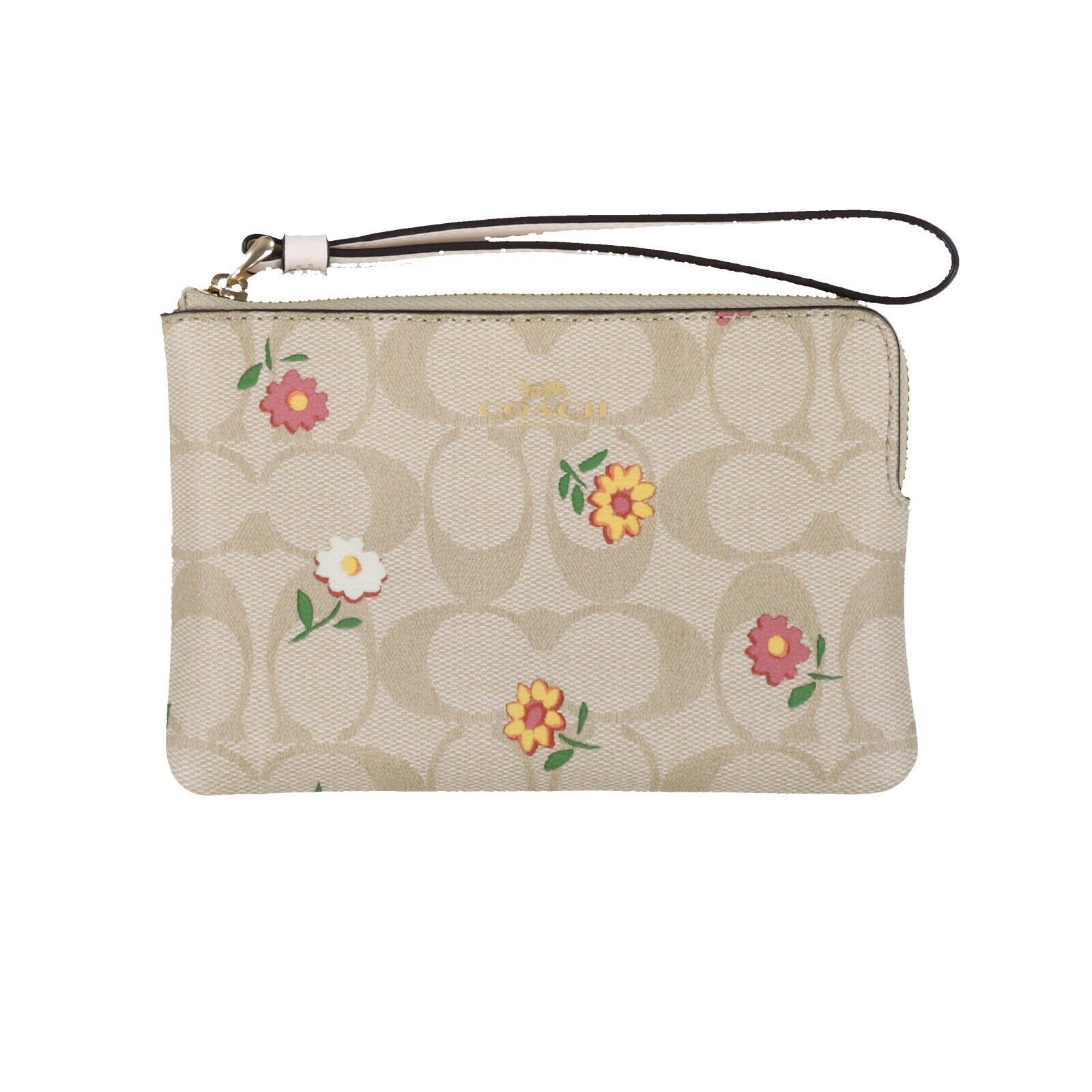 Coach Women's Corner Zip Wristlet Small Clutch Wallet Logo Wrist Strap Cardcase - Picture 7 of 20