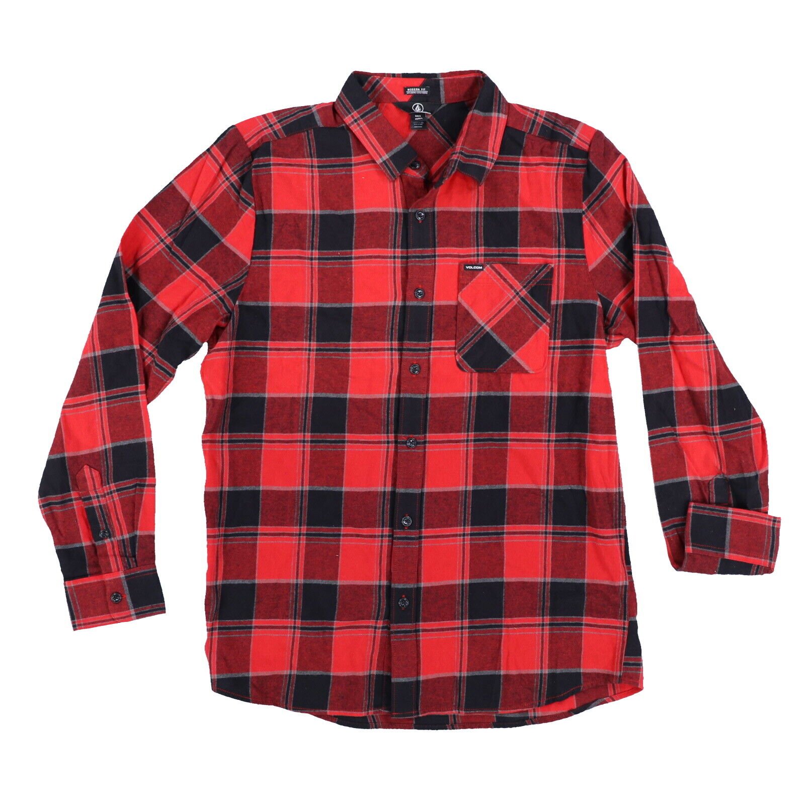 Volcom Men's Caden Shirt Button Down Collared Long Sleeve Cotton Pocket Logo New - Picture 3 of 5