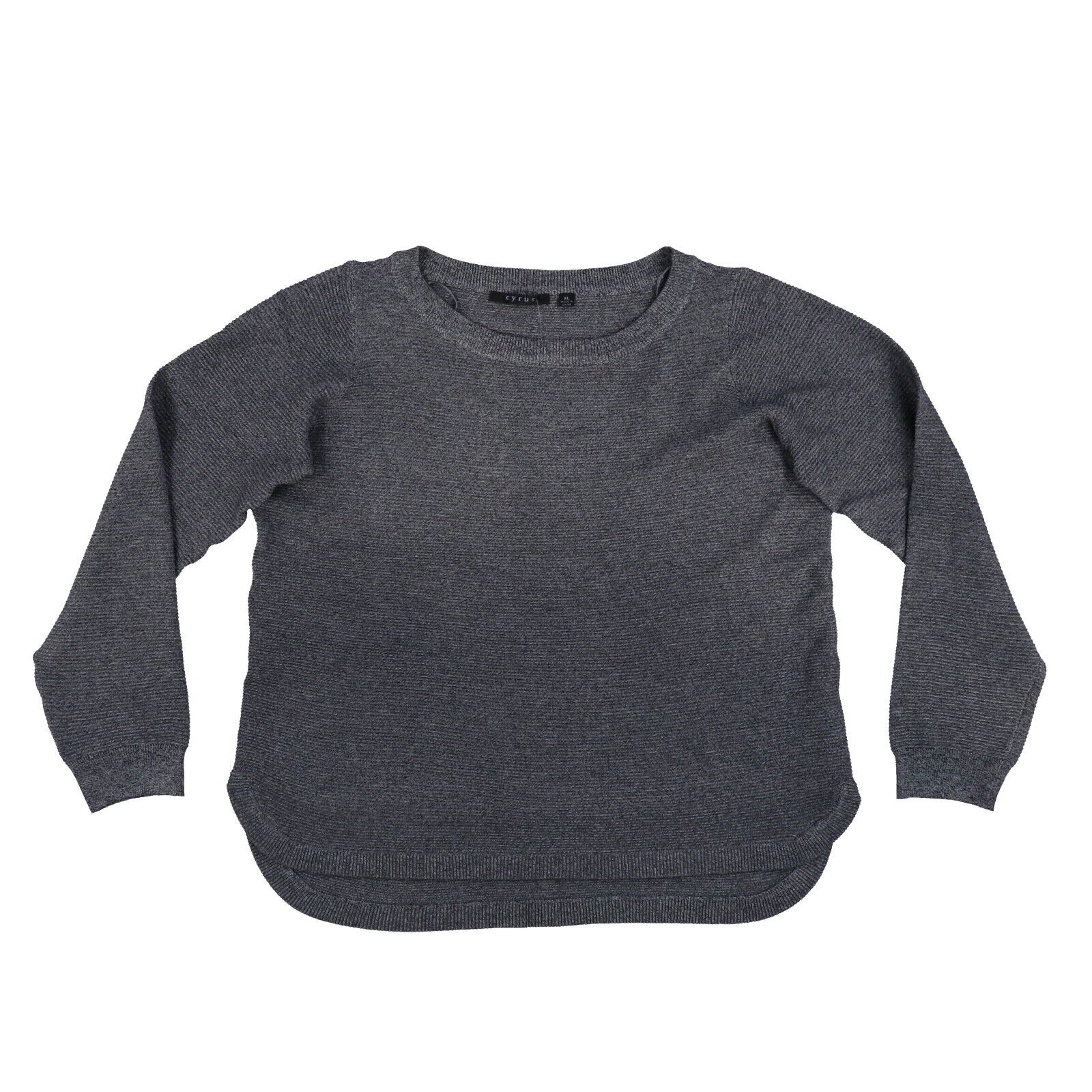 Cyrus Women's Crew Neck Long Sleeve Knit Top Casual Dark Gray Size S M L XL New - Bild 2 von 2