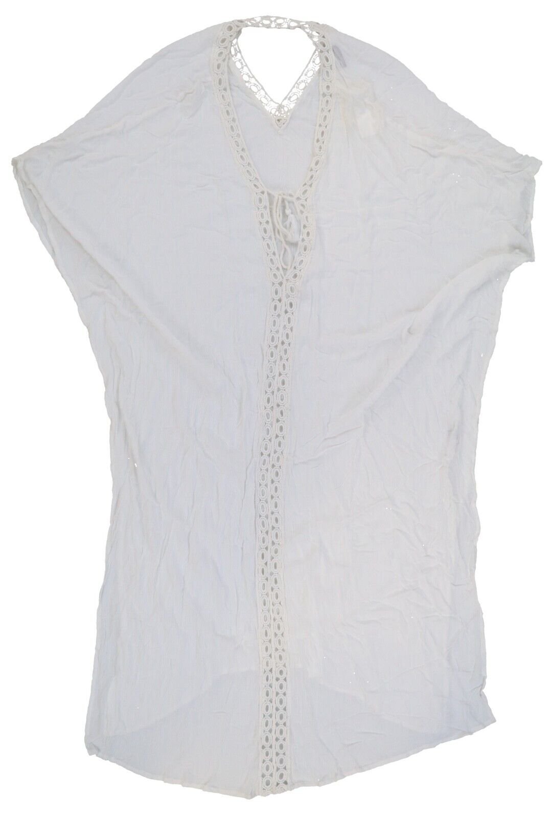 Raviya Womens Plus Size Cover Up Maxi Tie At Front Crochet Swimwear White New - Picture 2 of 2