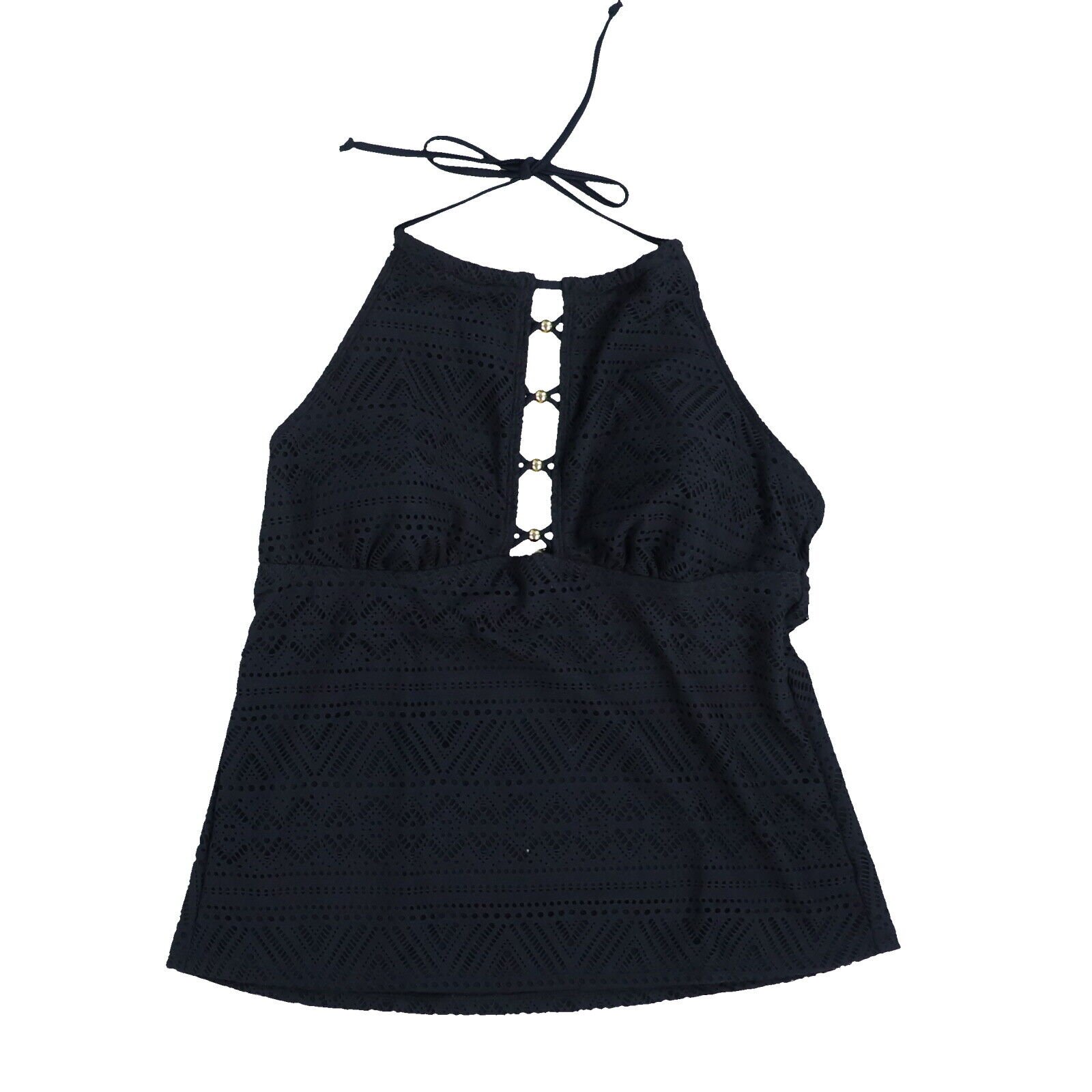 Salt & Cove Juniors Tankini Swim Top Crochet High-Neck Halter Swimsuit New - Picture 3 of 3