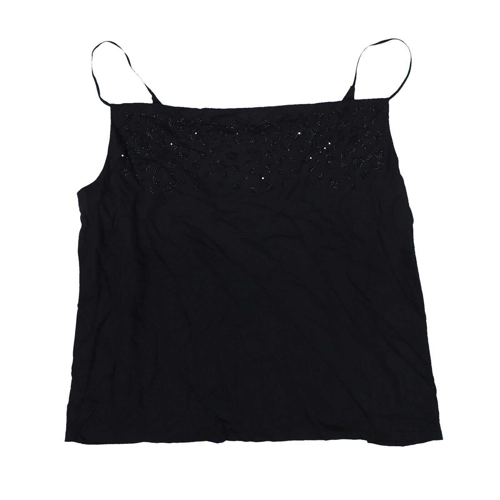 Bar III Damenshirt Cami Spaghetti Riemen Strass verziert Oberteil schwarz neu - Bild 3 von 3