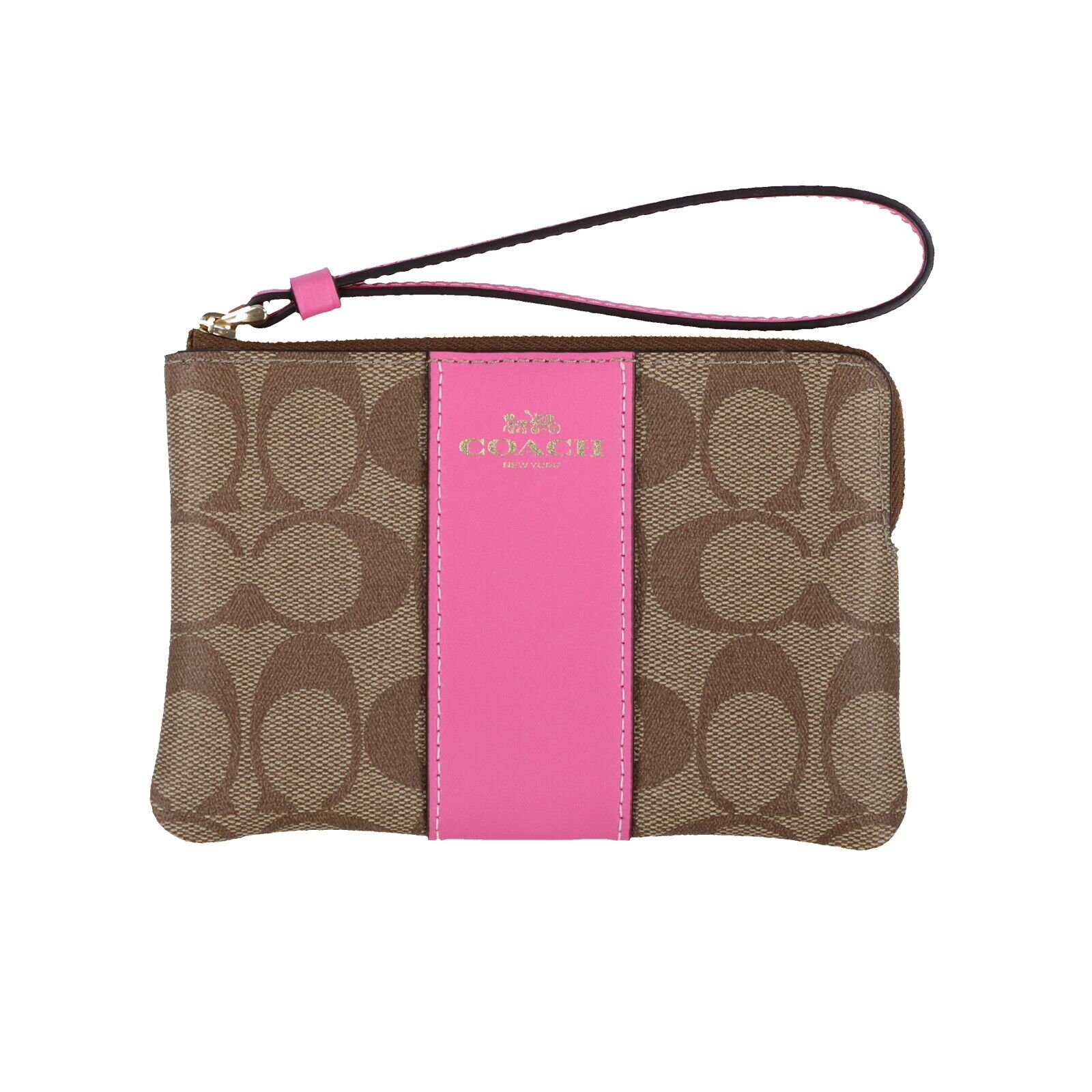 Coach Women's Corner Zip Wristlet Small Clutch Wallet Logo Wrist Strap Cardcase - Picture 11 of 20