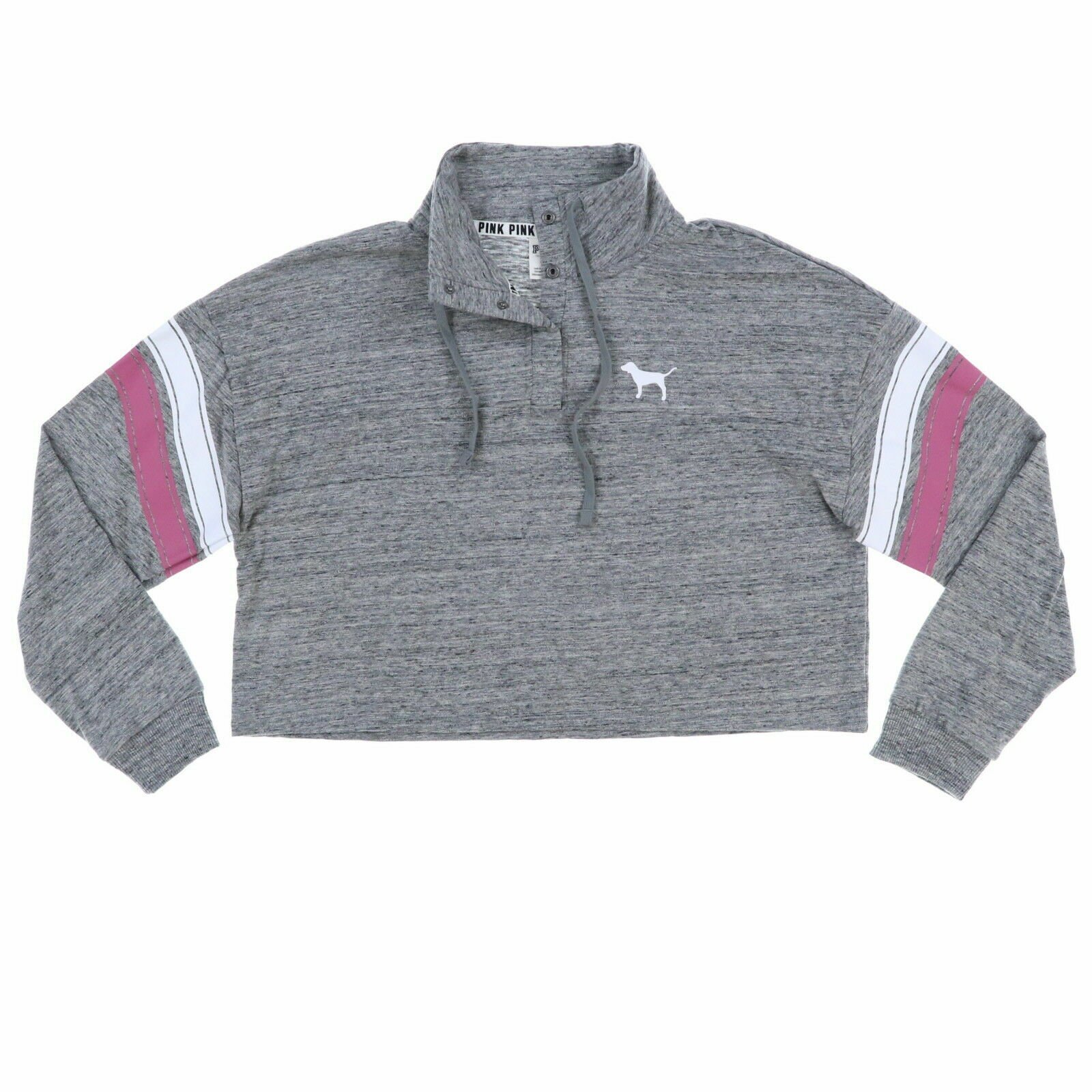 Victoria's Secret Pink Womens Cropped Sweatshirt Pullover Logo Long Sleeve New - Picture 10 of 25