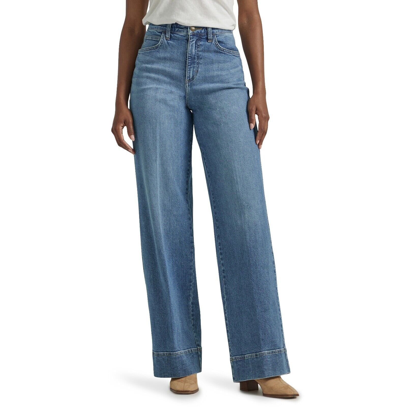 Lee Women's Legendary High Rise Trouser Jean Comfort Denim Elevated Retro New - Picture 6 of 6