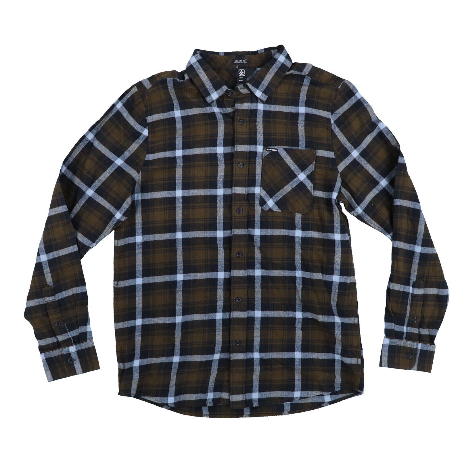 Volcom Men's Caden Shirt Button Down Collared Long Sleeve Cotton Pocket Logo New - Picture 4 of 5