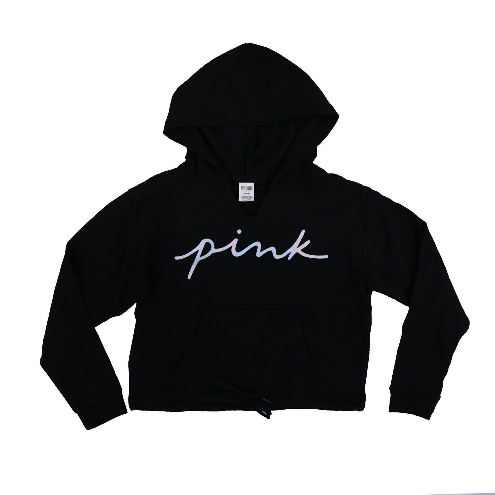 Victoria's Secret Pink Hoodie Sweatshirt Cropped Pullover Graphic Logo Vs New - Picture 17 of 17