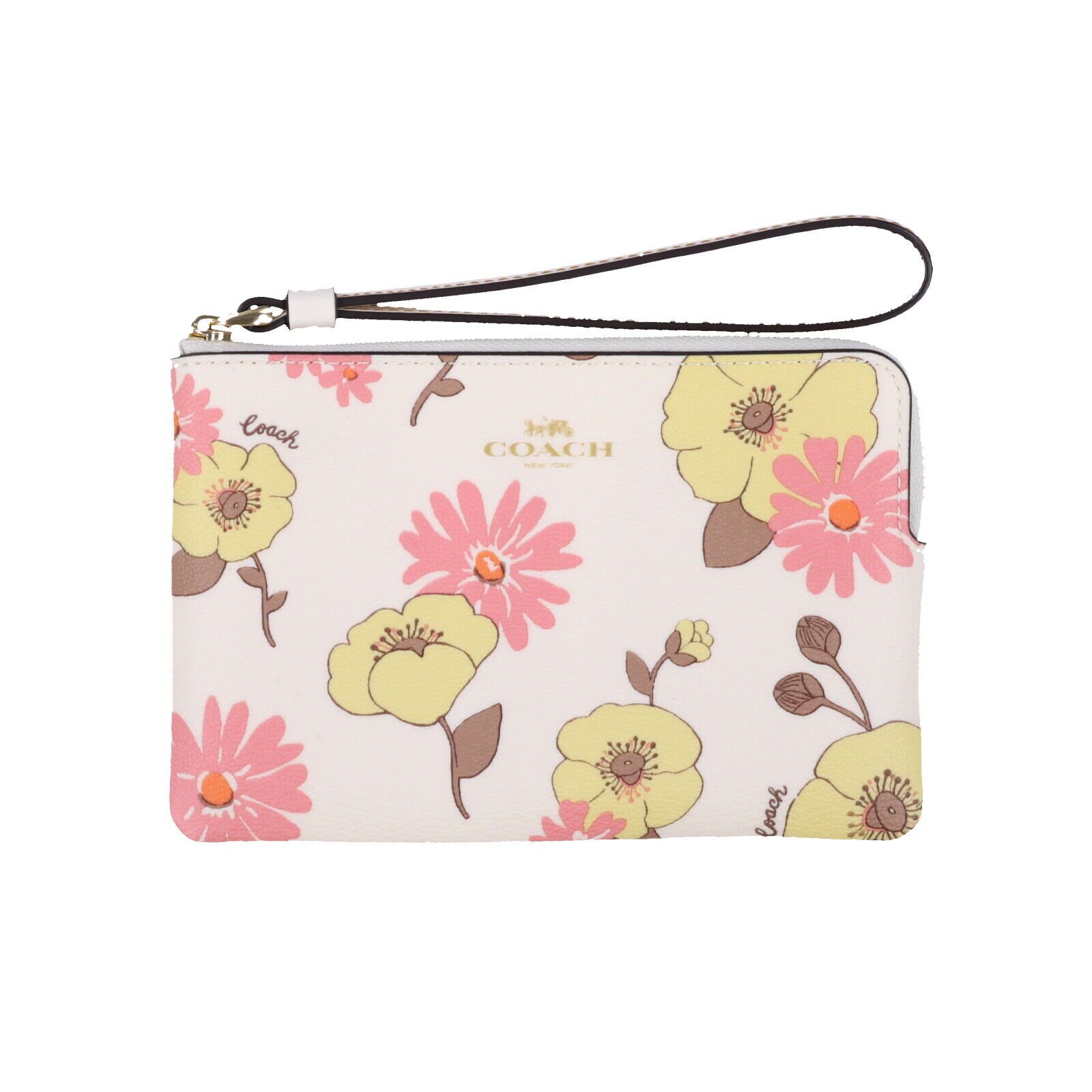 Coach Women's Corner Zip Wristlet Small Clutch Wallet Logo Wrist Strap Cardcase - Picture 10 of 20