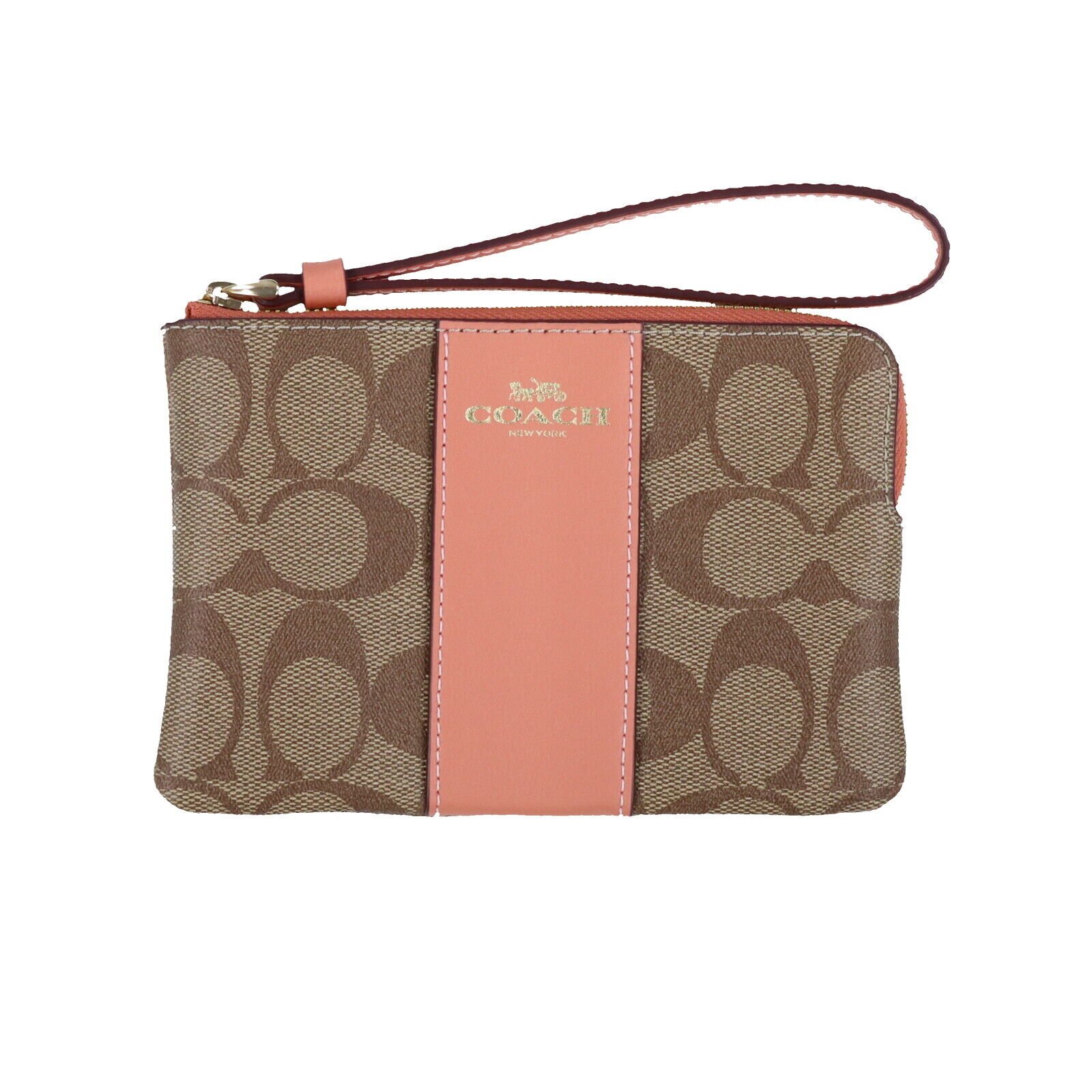 Coach Women's Corner Zip Wristlet Small Clutch Wallet Logo Wrist Strap Cardcase - Picture 5 of 20