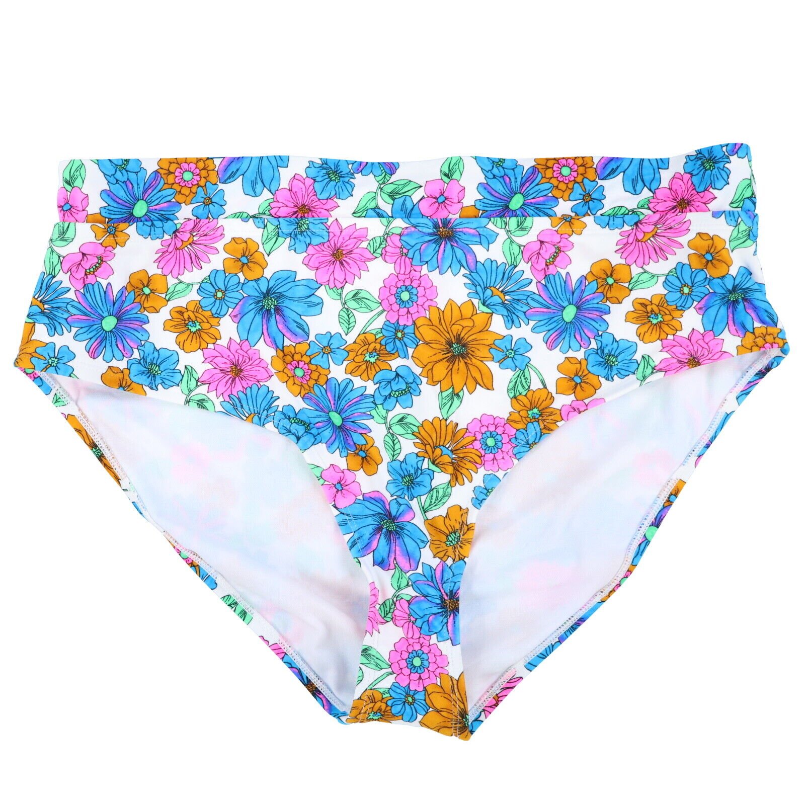 California Waves Womens Plus Size Swim Bottoms Stretch Mid-Rise Muticolor Floral - Picture 15 of 15