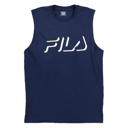 Fila Mens Tank Top Sleeveless T-Shirt Graphic Logo Tee Casual Top Navy S L New - Picture 2 of 2
