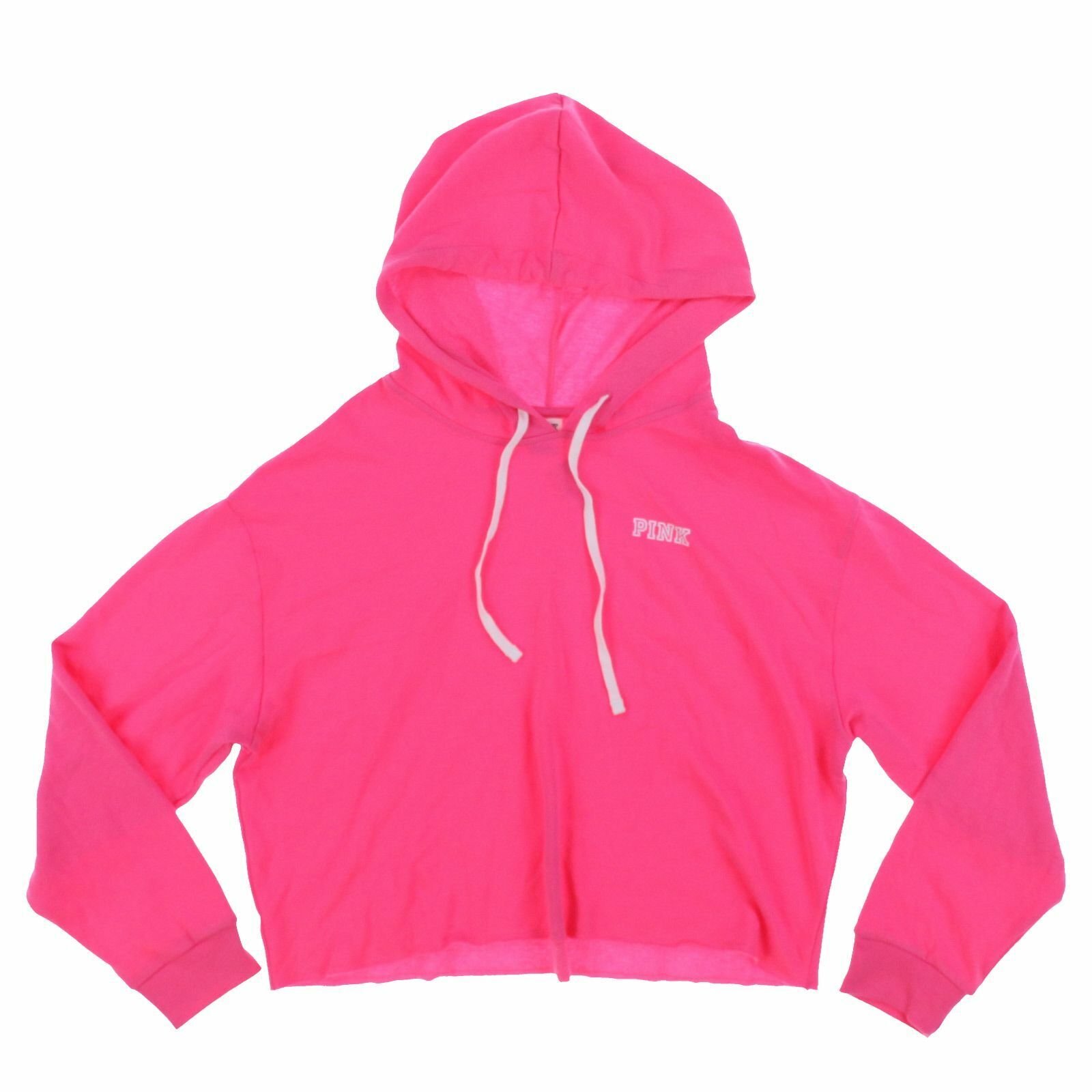 Victoria's Secret Pink Hoodie Sweatshirt Cropped Pullover Graphic Logo Vs New - Picture 12 of 17