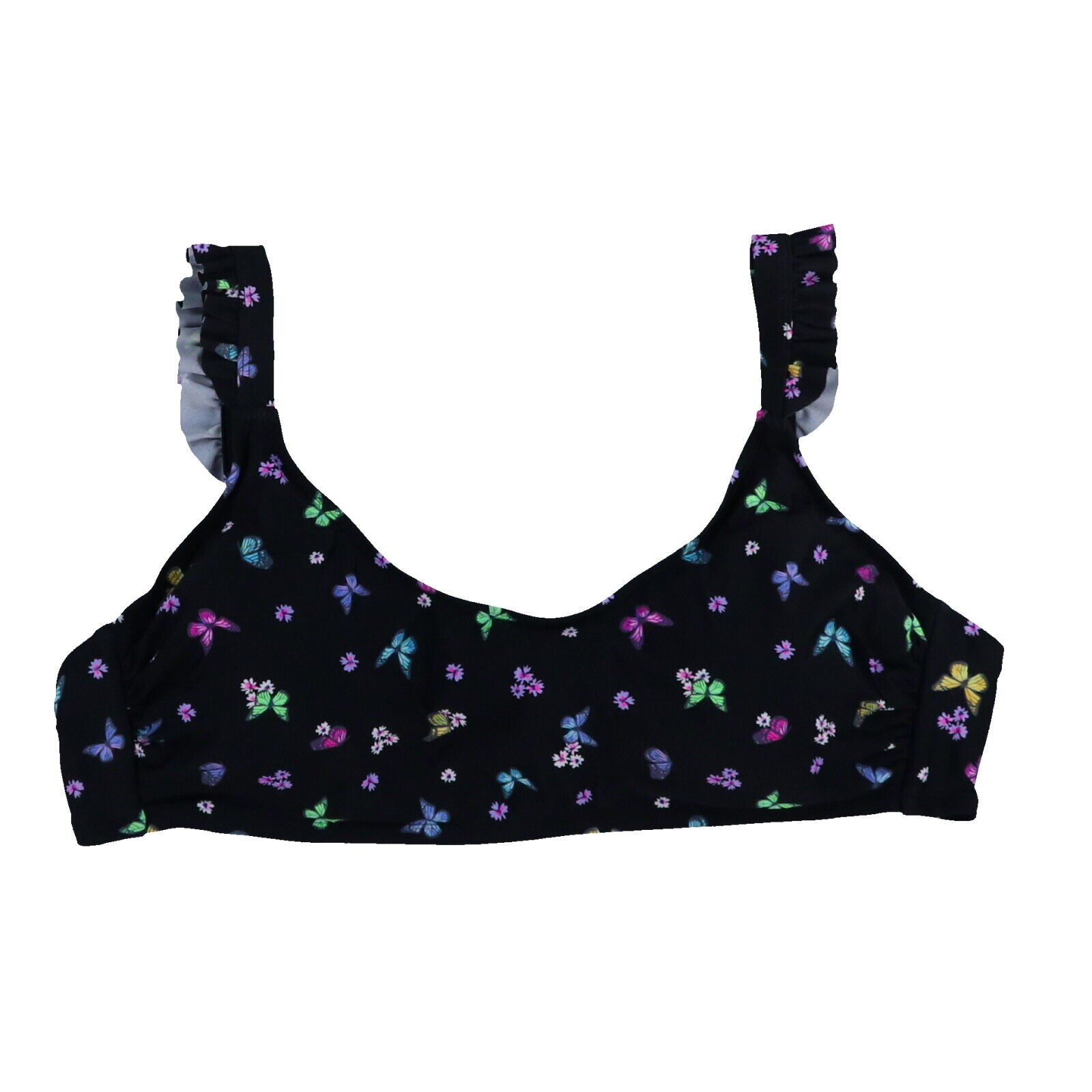 California Waves Womens Plus Size Bikini Top Bathing Suite Ruffle Butterfly New - Picture 2 of 2