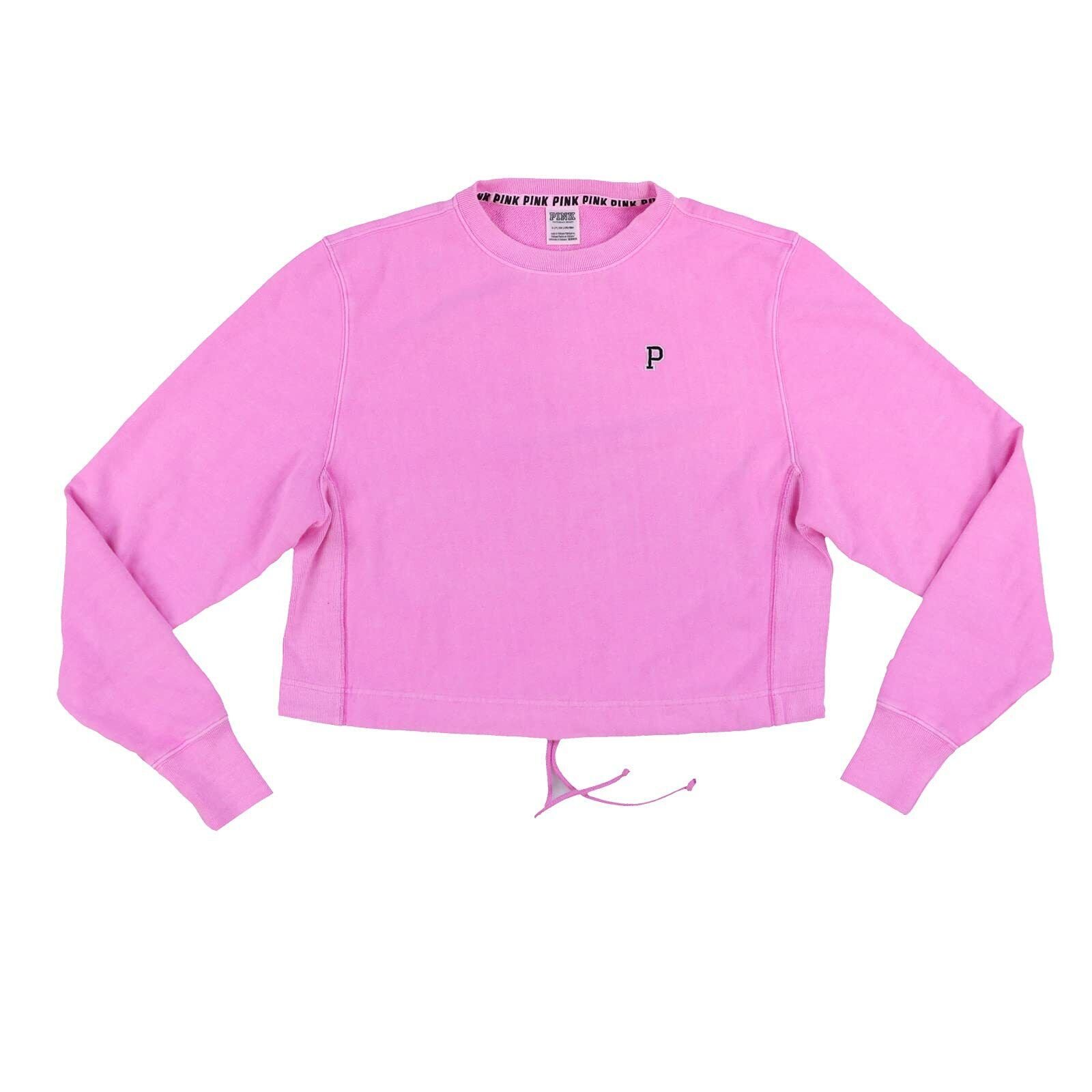 Victoria's Secret Pink Womens Cropped Sweatshirt Pullover Logo Long Sleeve New - Picture 20 of 25