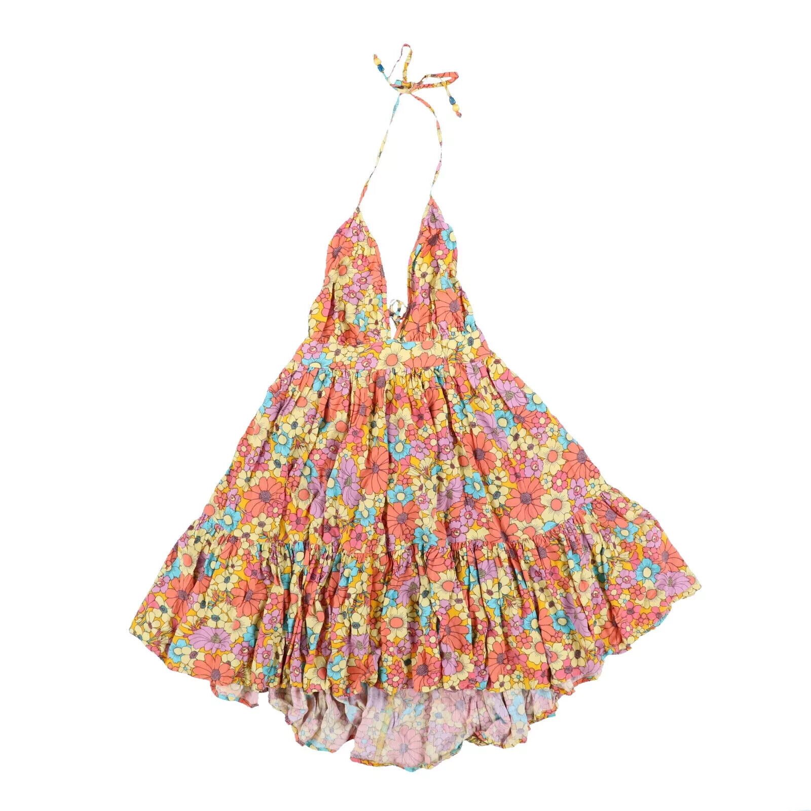 Jessica Simpson Women's Sun Dress Cover Up Ruffle Halter Multicolor Ruffle  New