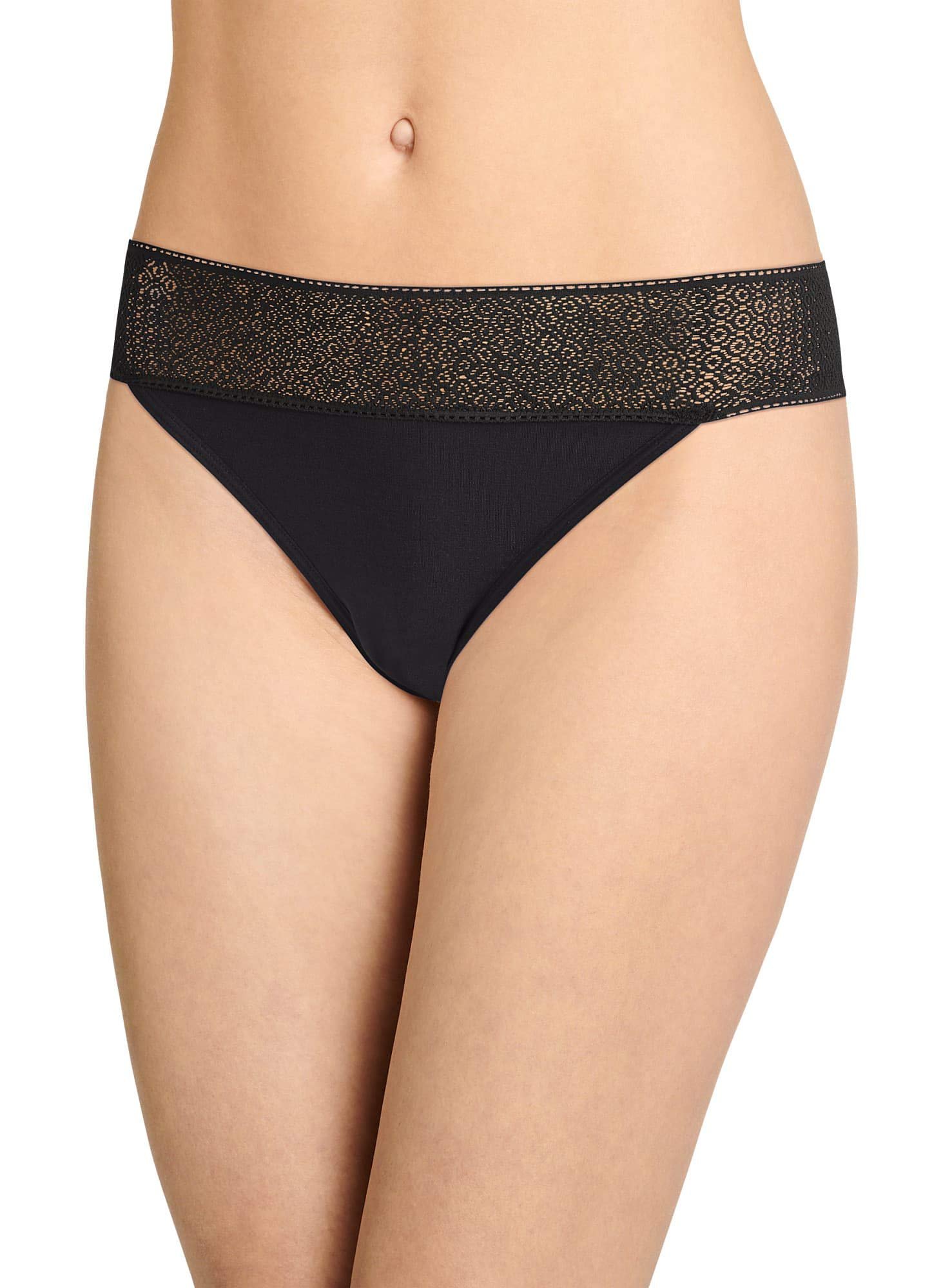 Jockey Women&rsquo;s Underwear Soft Touch Lace Modal Thong Panty Solid New