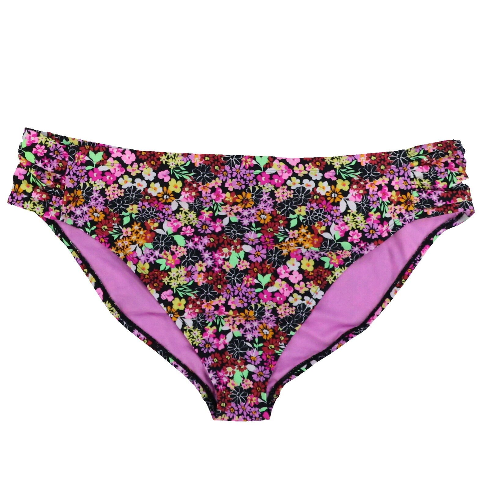California Waves Womens Plus Size Swim Bottoms Stretch Mid-Rise Muticolor Floral - Picture 7 of 15