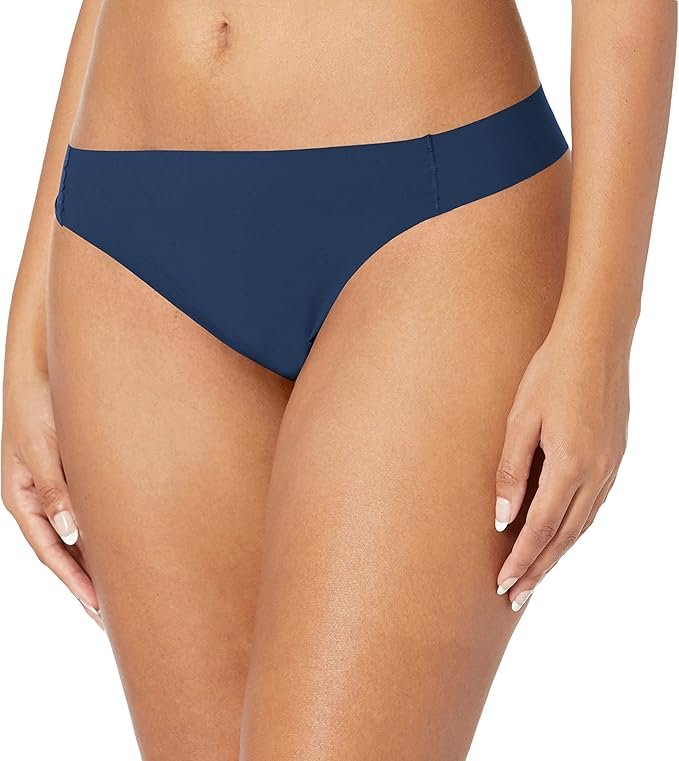 Maidenform Women’s Comfort Devotion Flawless No Show Thong Underwear Latte Navy