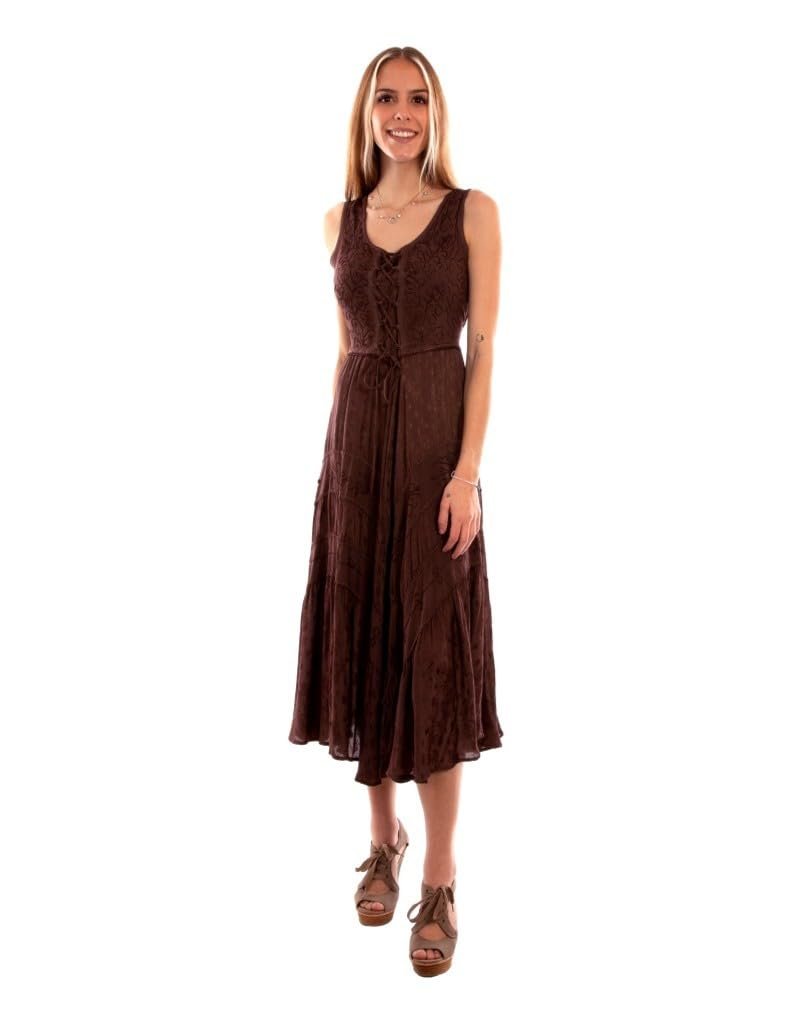 chinese dress ladies Scully Women's Lace-Up Jacquard Dress Beige X-Small at Amazon Women's  Clothing store