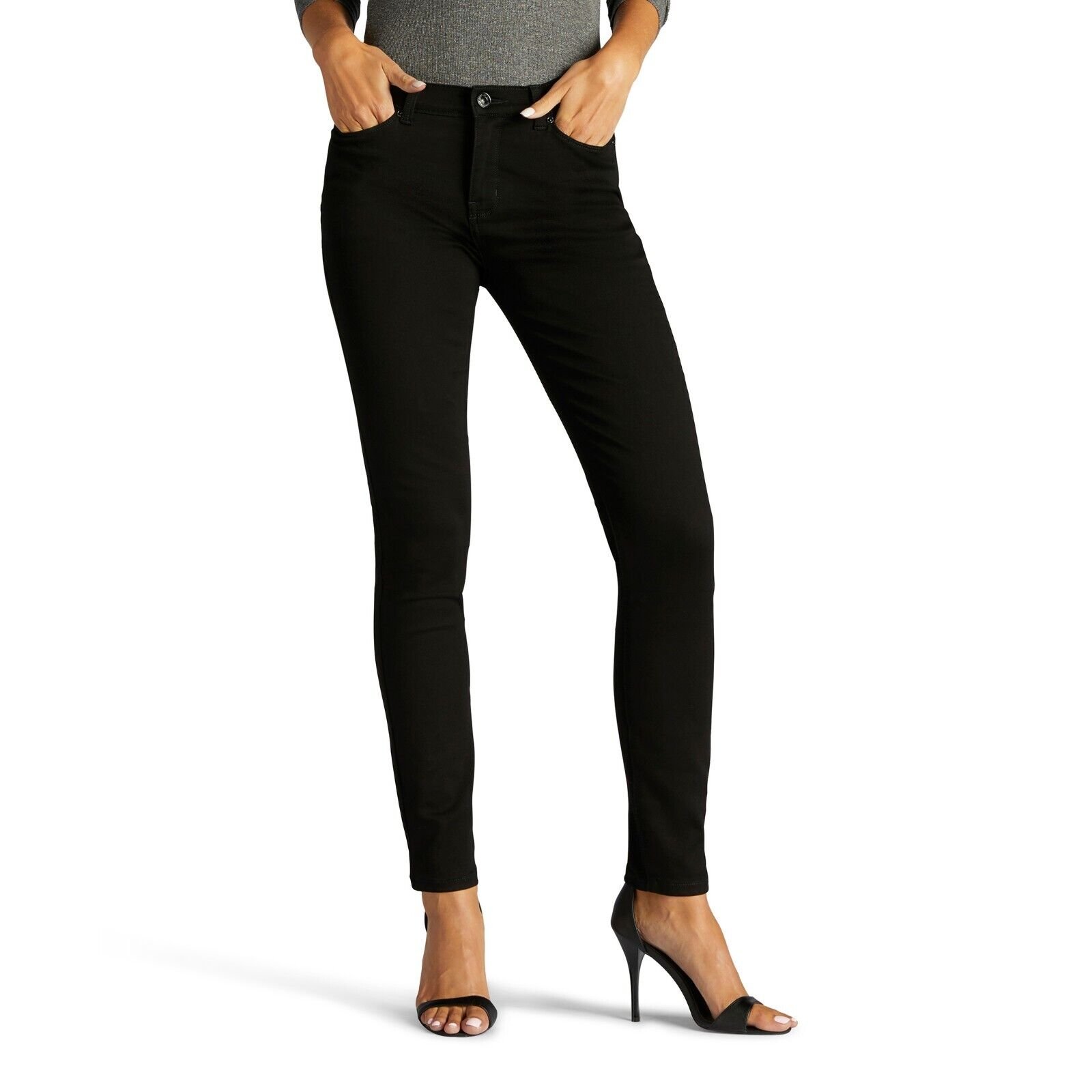Lee Women's Slimming Fit Rebound Skinny Leg Jean Comfort Denim Bottoms Black New