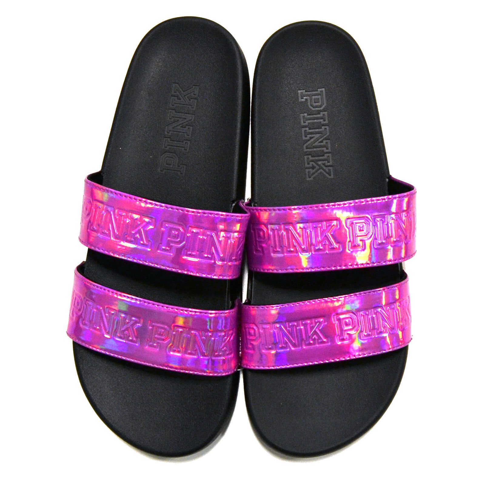 Victoria's Secret Pink Womens Slides Slip On Sandals Slippers Flip Flops New Vs - Picture 2 of 12