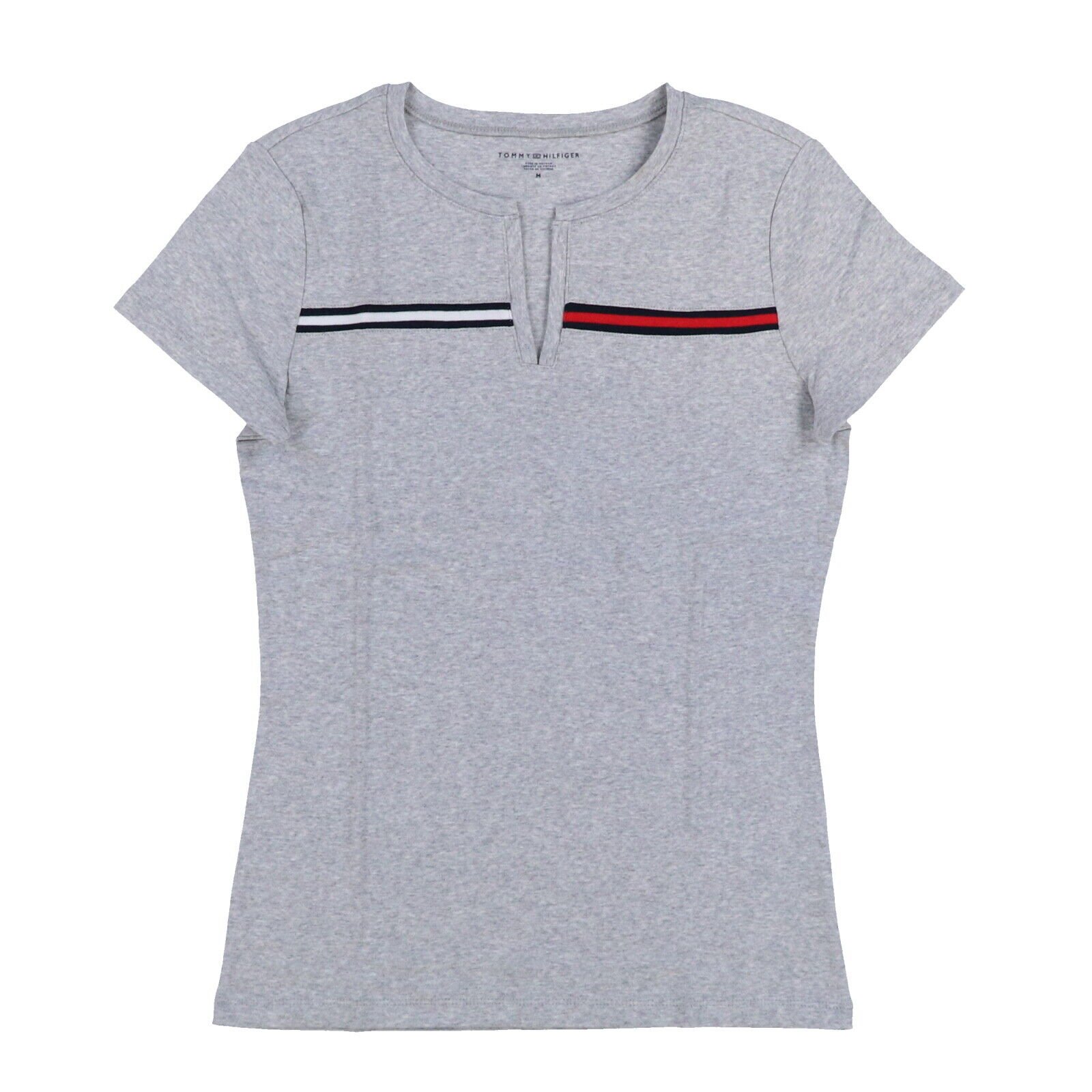 Tommy Hilfiger Damen T-Shirt Split Neck Kurzarm Tee Freizeit Baumwolle Oberteil Neu - Bild 4 von 4