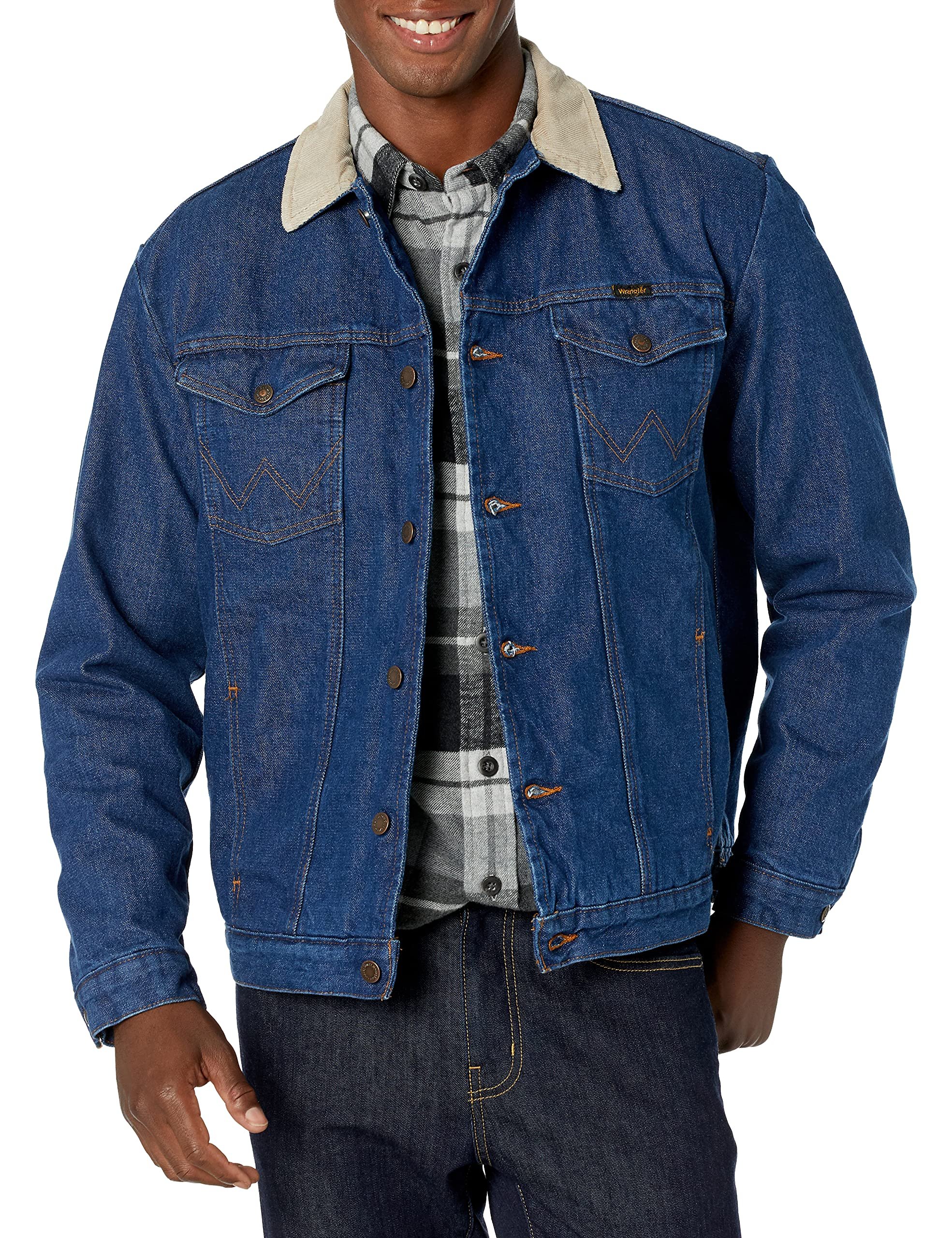 Wrangler Men's Western Style Blanket Lined Denim Jacket Comf