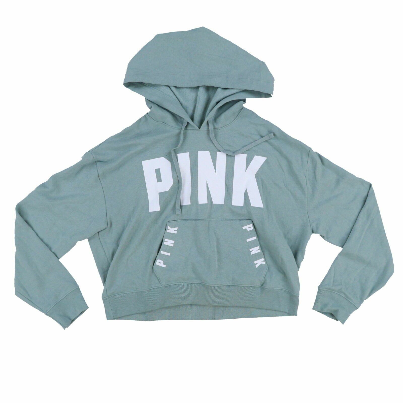 Victoria's Secret Pink Hoodie Sweatshirt Cropped Pullover Graphic Logo Vs New - Picture 8 of 17