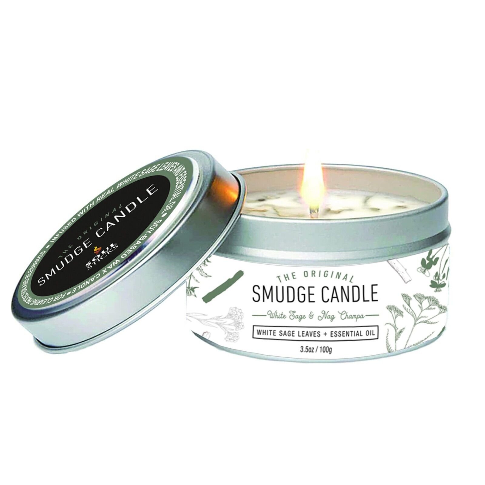 White Sage Smudge Candle for Cleansing House Meditation Healing Aromatherapy - Afbeelding 11 van 13