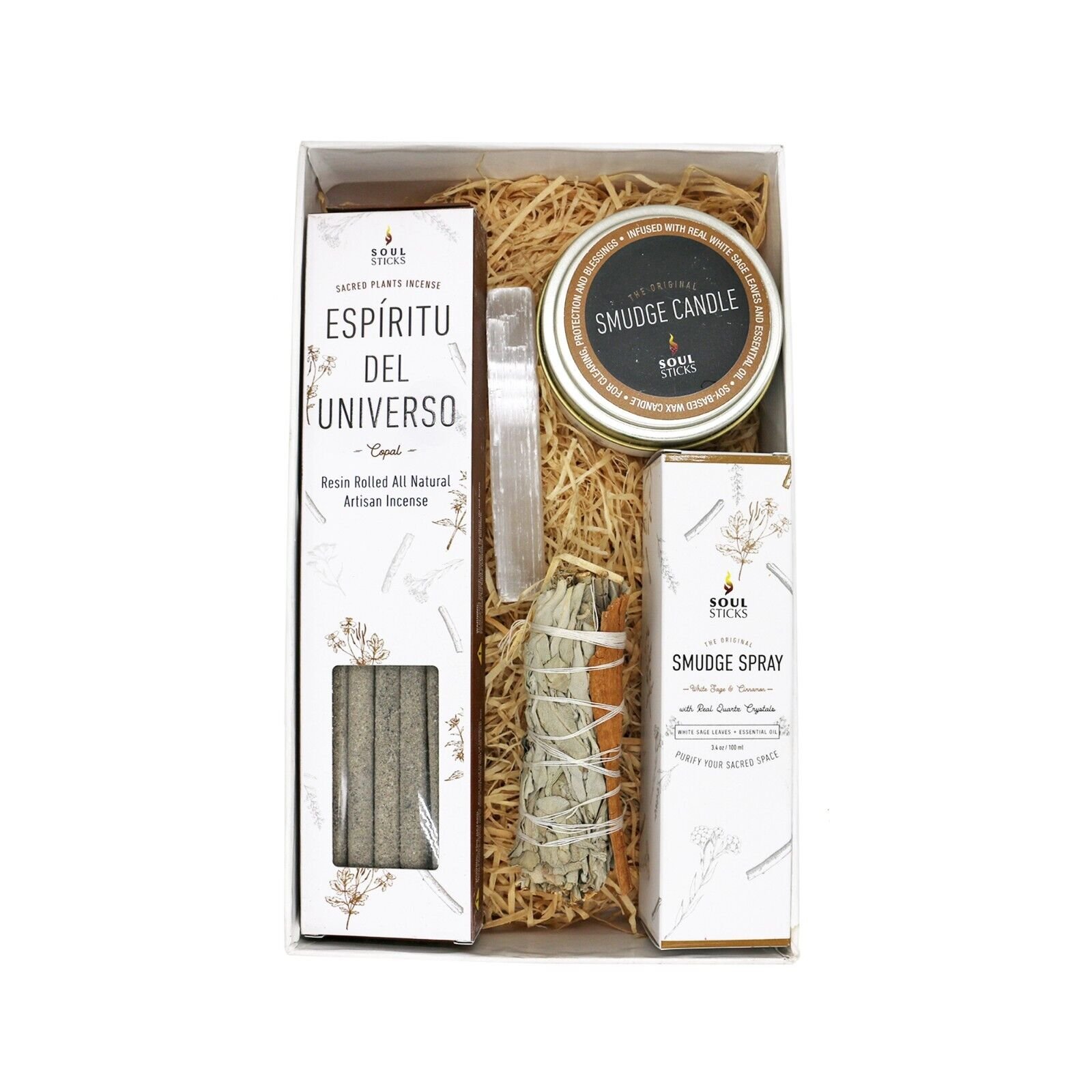 Soul Sticks Schaman Smudge Kit mit Weihrauch, Salbei, Kerze, Spray und Selenit - Bild 9 von 9