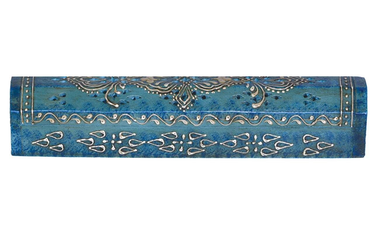 Hand Painted 12 inch Incense Stick and Cone Burner Wood Coffin Box with Storage - Picture 9 of 15