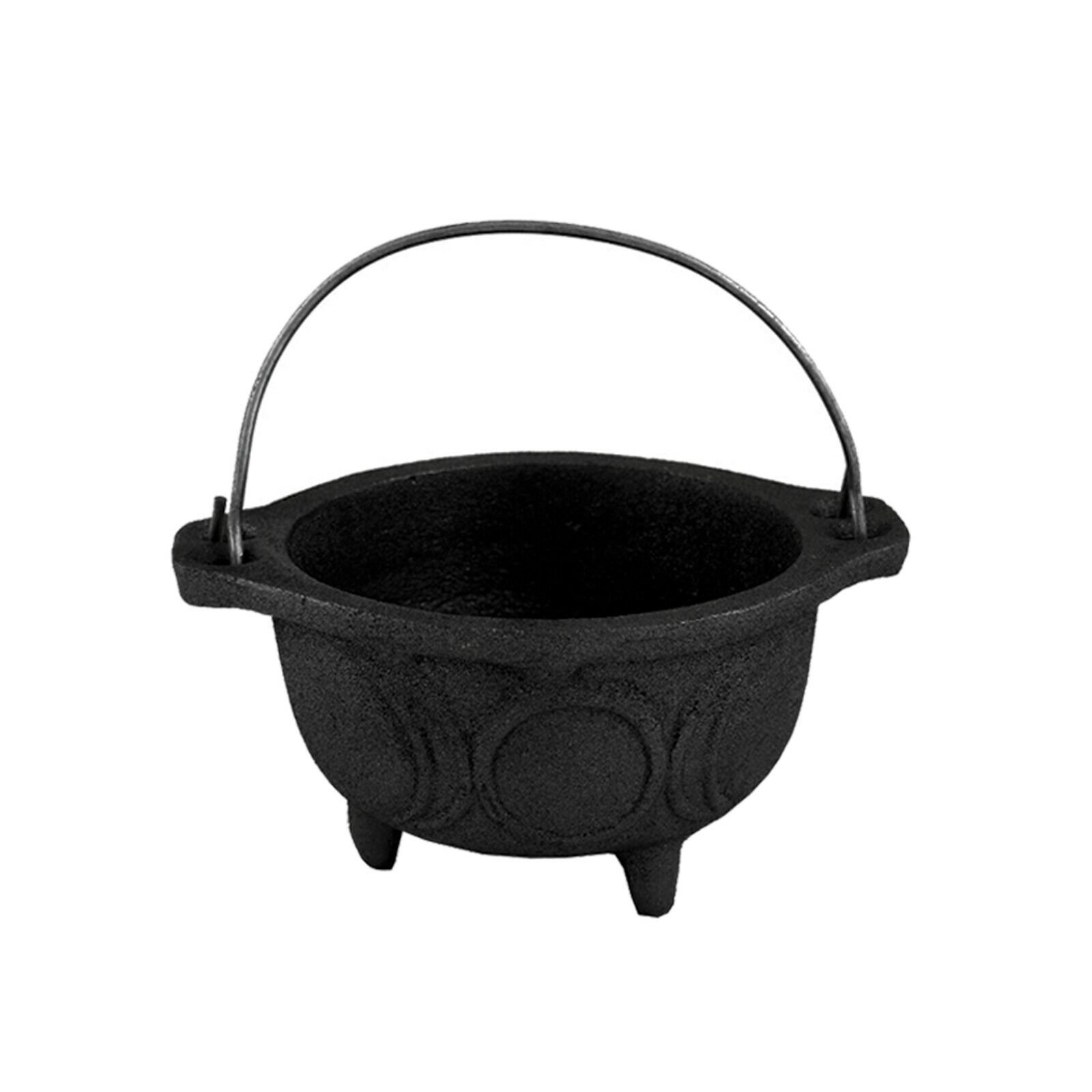 3" Cast Iron Cauldron with Carry Handle and Lid for Spells Smudging Rituals - Picture 4 of 6