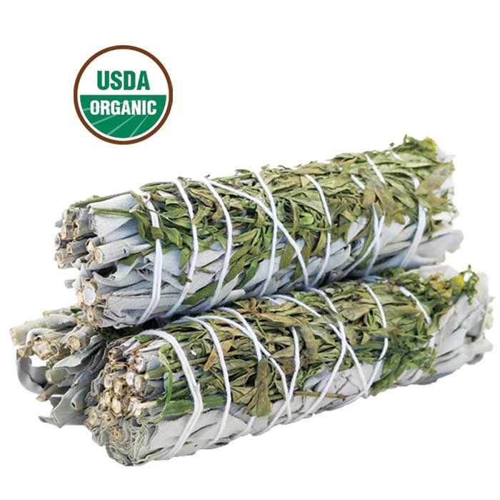 3 Pack Mixed White Sage Smudge Sticks USDA Organic Set with Smudging Guide 4" - Picture 7 of 9