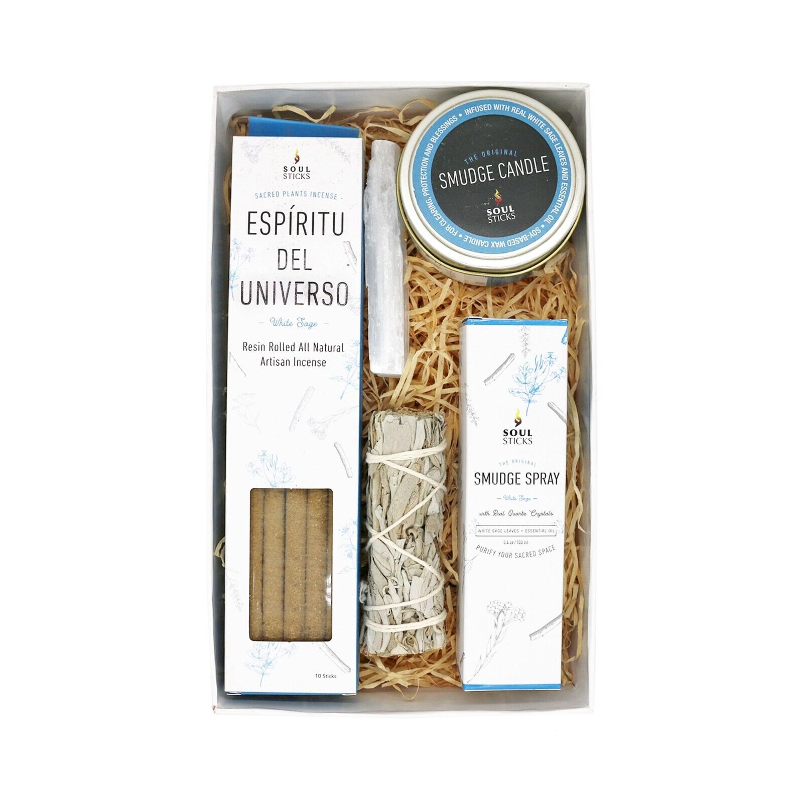 Soul Sticks Schaman Smudge Kit mit Weihrauch, Salbei, Kerze, Spray und Selenit - Bild 8 von 9