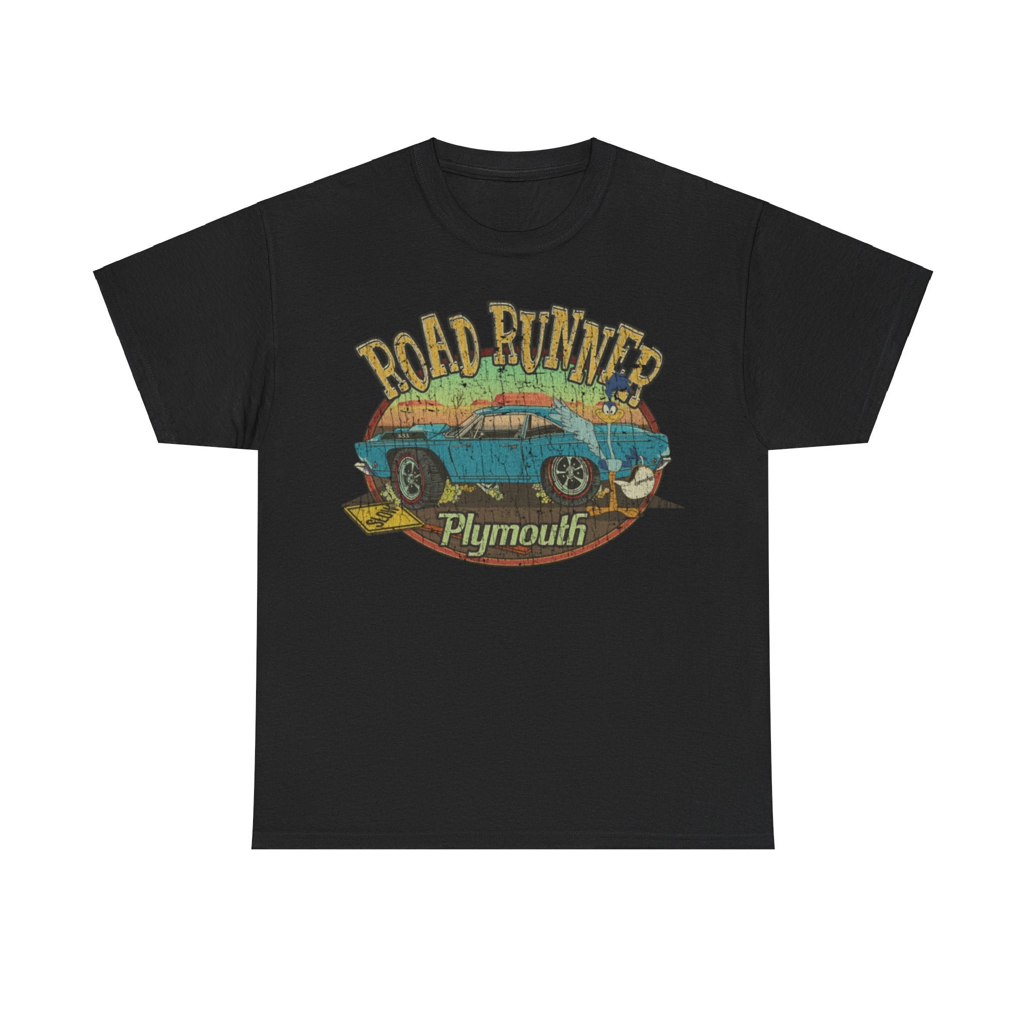 Plymouth Road Runner 1968 Car Distressed Print T-shirt - Picture 7 of 7
