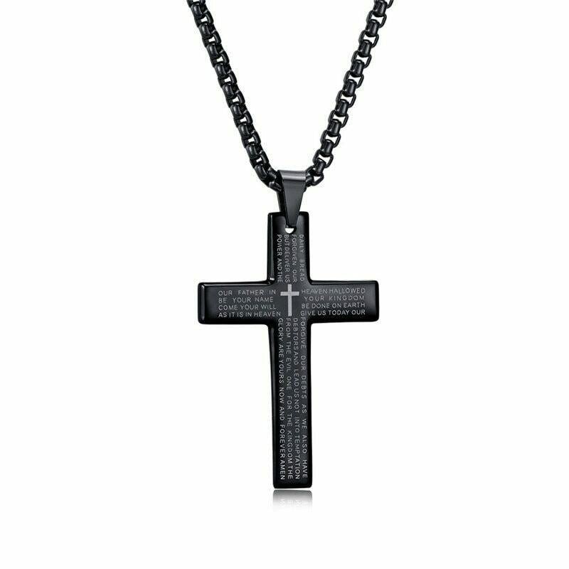 Cross Necklace & Pendant Christian Jewelry Stainless Steel Gold Men or Women - Picture 12 of 14