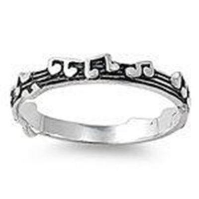 Sterling Silber Ring - Musiknoten 3 mm Bandringe - Bild 6 von 9