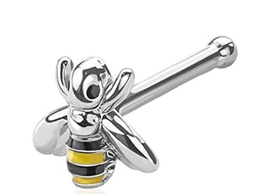 Nose Bone Stud Bug Bumble Bee 316L Surgical Steel bar 20g - Picture 3 of 3