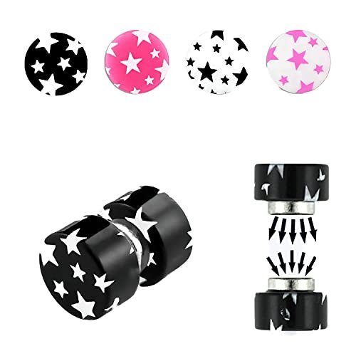 Body Accentz Acrylic Cheater Fake Plug Magnetic no Pierce Star Design - Bild 4 von 5