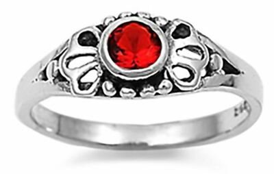 Sterling Silver Ring Band CZ Ruby baby or pinky ring - Picture 2 of 6