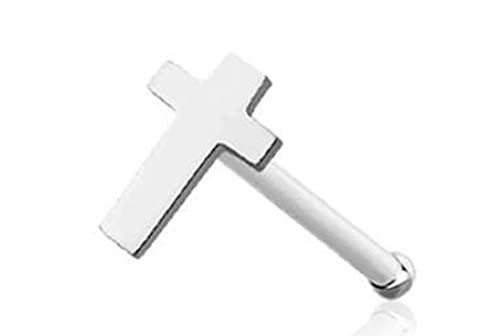 Body Accentz Nasenknochen Ohrstecker flach Kreuz 316L Chirurgenstahl Stab 20g - Bild 2 von 3
