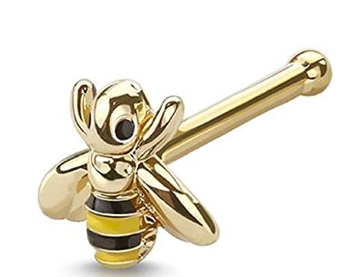 Nose Bone Stud Bug Bumble Bee 316L Surgical Steel bar 20g - Picture 2 of 3