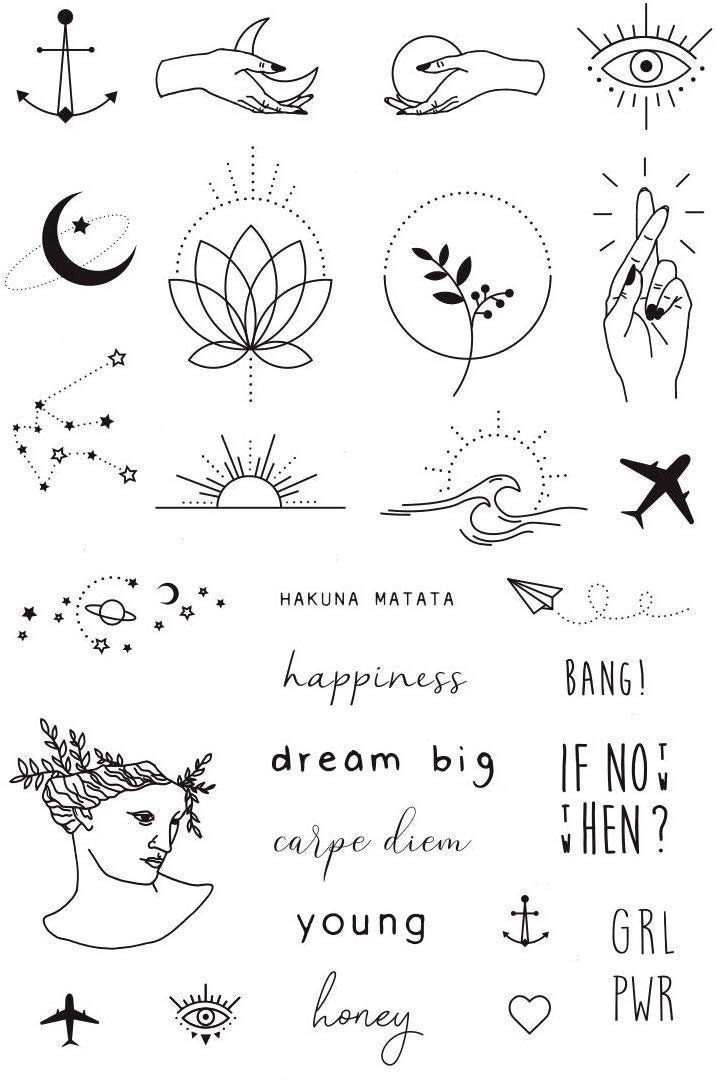 Temporary Tattoo Set By Tatsy, The Simple Set, For Women and Men, Original,... - Picture 1 of 2